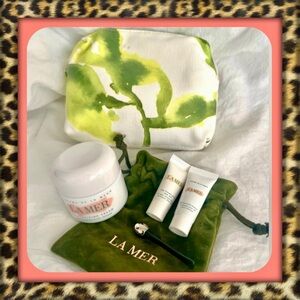 👑✅PRICE FIRM La Mer 6 item package set with Cosmetic bag and Green Velour Pouch